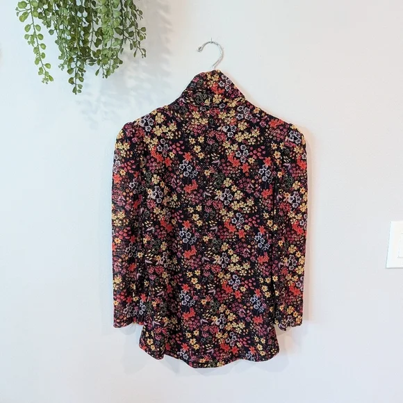 T Tahari Floral Women's Top - Black Multicolor Size Large - Picture 1 of 9